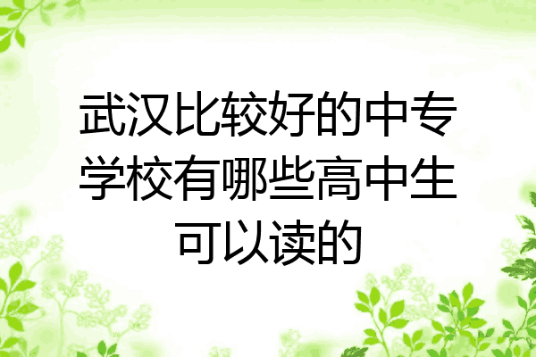 武汉比较好的中专学校有哪些高中生可以读的