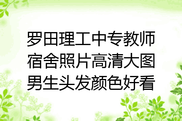 罗田理工中专教师宿舍照片高清大图男生头发颜色好看
