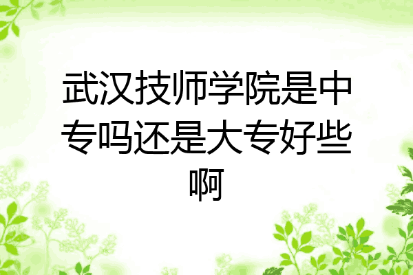 武汉技师学院是中专吗还是大专好些啊