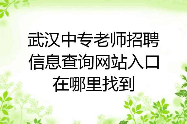 武汉中专老师招聘信息查询网站入口在哪里找到