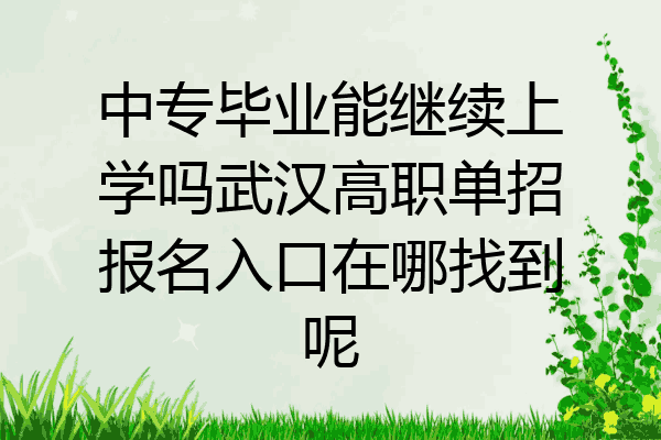 中专毕业能继续上学吗武汉高职单招报名入口在哪找到呢