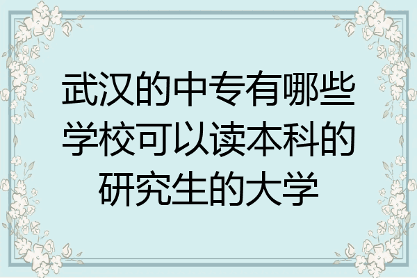 武汉的中专有哪些学校可以读本科的研究生的大学