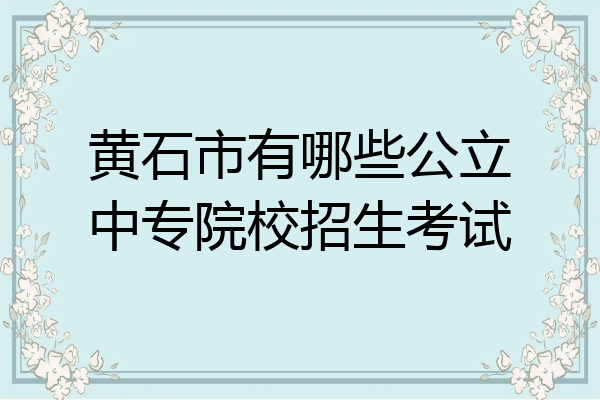 黄石市有哪些公立中专院校招生考试