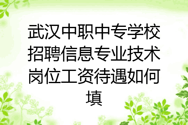 武汉中职中专学校招聘信息专业技术岗位工资待遇如何填