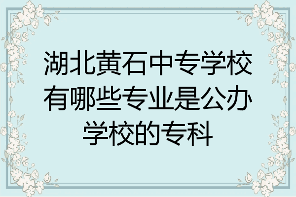湖北黄石中专学校有哪些专业是公办学校的专科