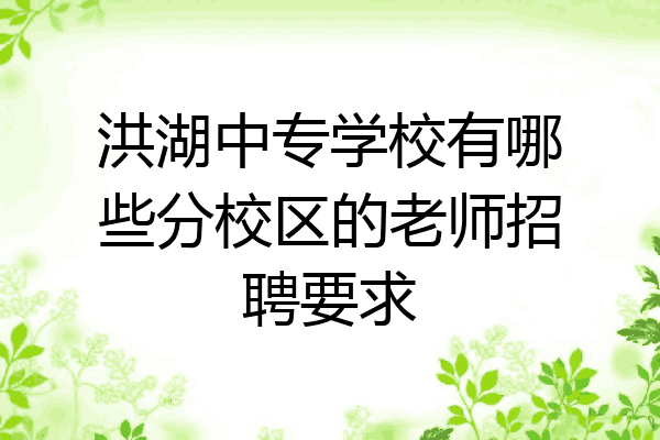 洪湖中专学校有哪些分校区的老师招聘要求