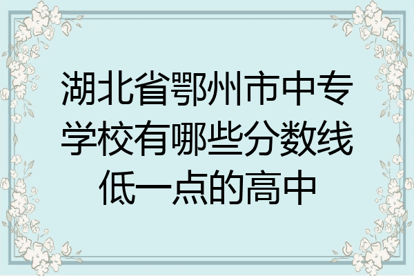湖北省鄂州市中专学校有哪些分数线低一点的高中