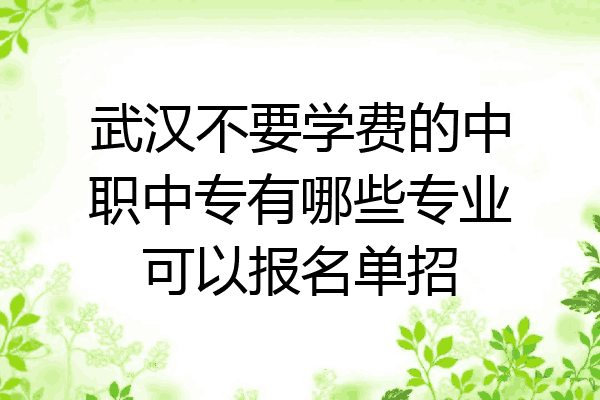 武汉不要学费的中职中专有哪些专业可以报名单招