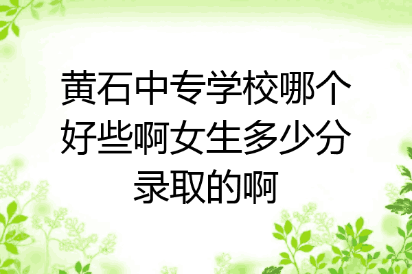 黄石中专学校哪个好些啊女生多少分录取的啊