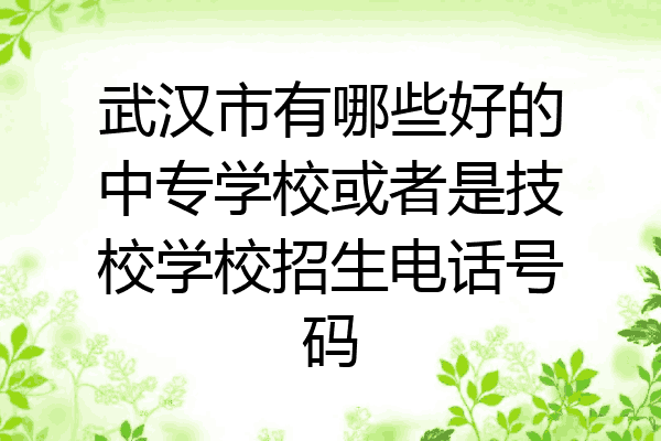 武汉市有哪些好的中专学校或者是技校学校招生电话号码