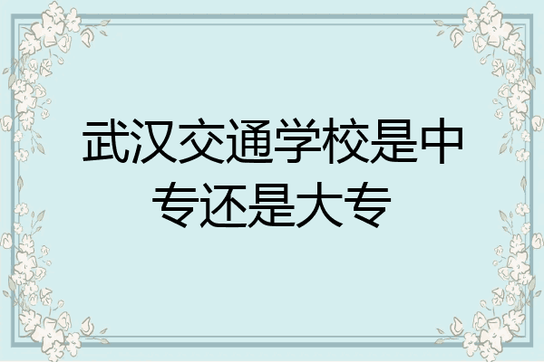 武汉交通学校是中专还是大专
