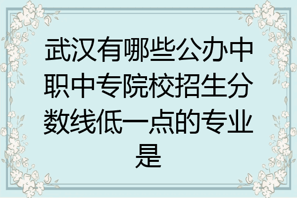 武汉有哪些公办中职中专院校招生分数线低一点的专业是