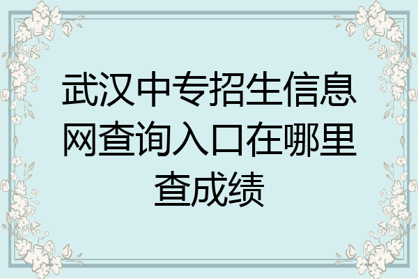 武汉中专招生信息网查询入口在哪里查成绩