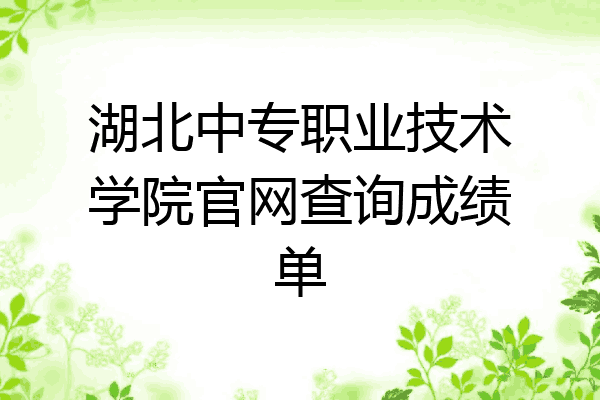 湖北中专职业技术学院官网查询成绩单