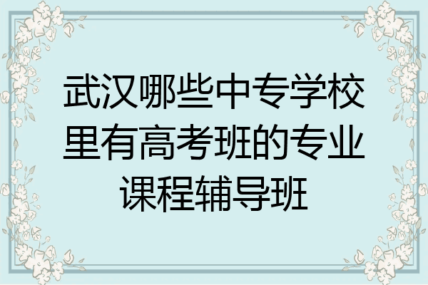 武汉哪些中专学校里有高考班的专业课程辅导班