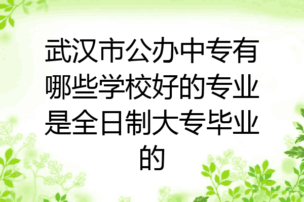 武汉市公办中专有哪些学校好的专业是全日制大专毕业的