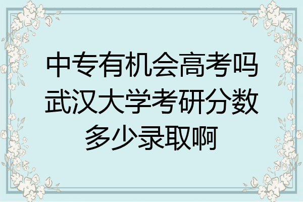 中专有机会高考吗武汉大学考研分数多少录取啊