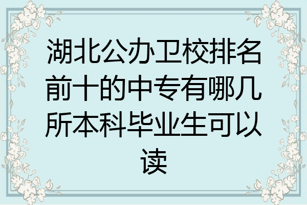 湖北公办卫校排名前十的中专有哪几所本科毕业生可以读