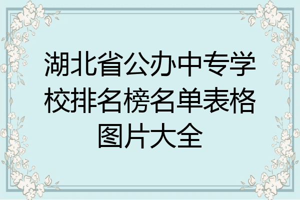 湖北省公办中专学校排名榜名单表格图片大全