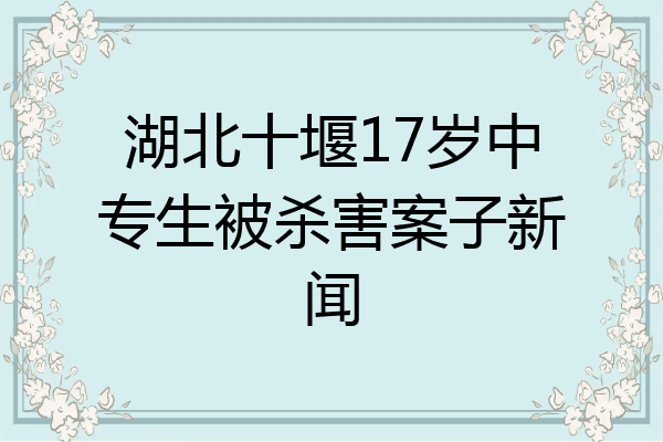 湖北十堰17岁中专生被杀害案子新闻