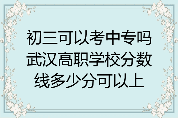 初三可以考中专吗武汉高职学校分数线多少分可以上