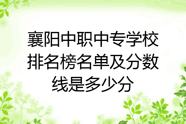襄阳中职中专学校排名榜名单及分数线是多少分