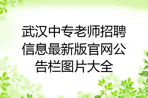 武汉中专老师招聘信息最新版官网公告栏图片大全