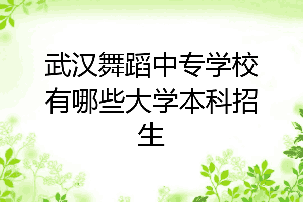 武汉舞蹈中专学校有哪些大学本科招生