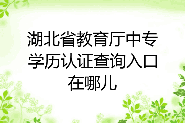 湖北省教育厅中专学历认证查询入口在哪儿