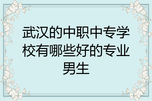 武汉的中职中专学校有哪些好的专业男生
