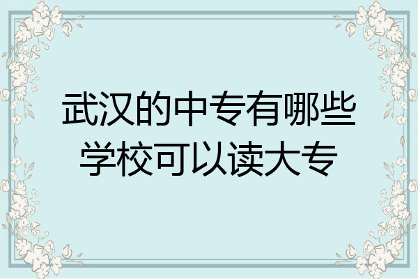 武汉的中专有哪些学校可以读大专