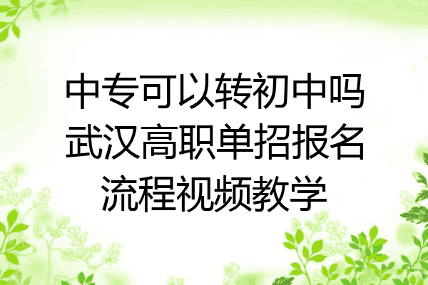 中专可以转初中吗武汉高职单招报名流程视频教学