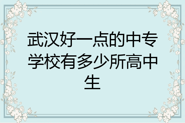 武汉好一点的中专学校有多少所高中生