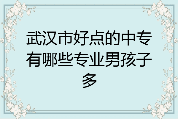 武汉市好点的中专有哪些专业男孩子多