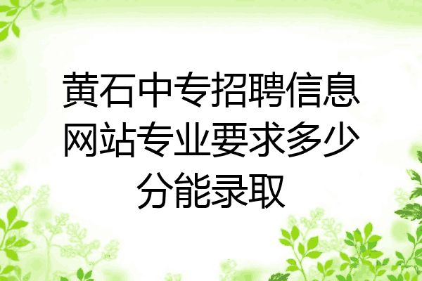 黄石中专招聘信息网站专业要求多少分能录取