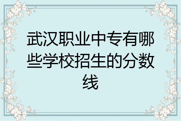 武汉职业中专有哪些学校招生的分数线