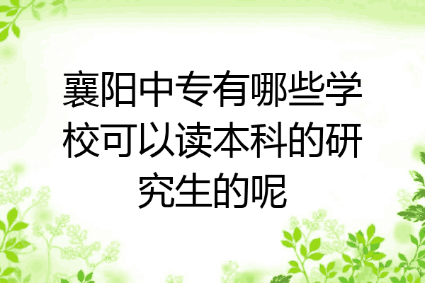 襄阳中专有哪些学校可以读本科的研究生的呢