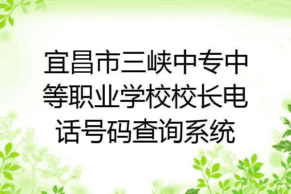 宜昌市三峡中专中等职业学校校长电话号码查询系统