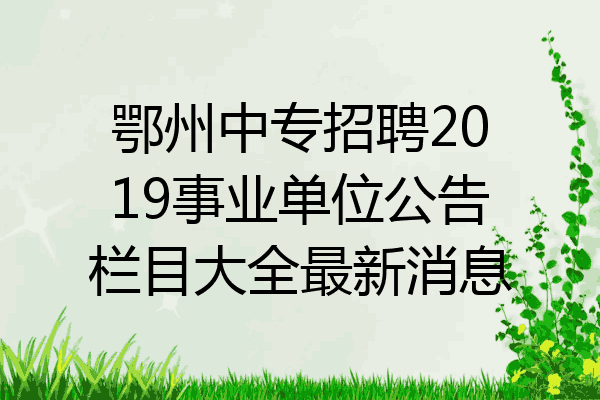 鄂州中专招聘2019事业单位公告栏目大全最新消息