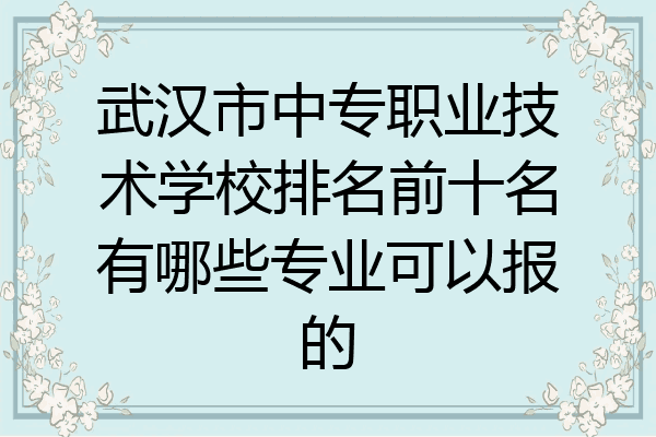 武汉市中专职业技术学校排名前十名有哪些专业可以报的