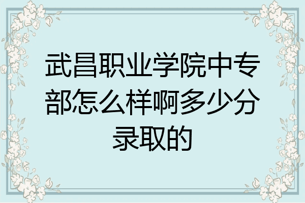 武昌职业学院中专部怎么样啊多少分录取的