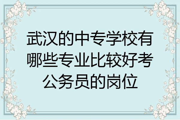 武汉的中专学校有哪些专业比较好考公务员的岗位