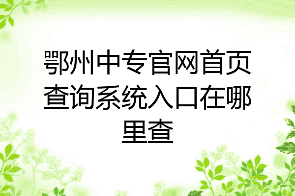 鄂州中专官网首页查询系统入口在哪里查