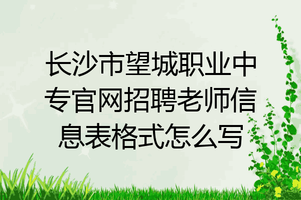 长沙市望城职业中专官网招聘老师信息表格式怎么写