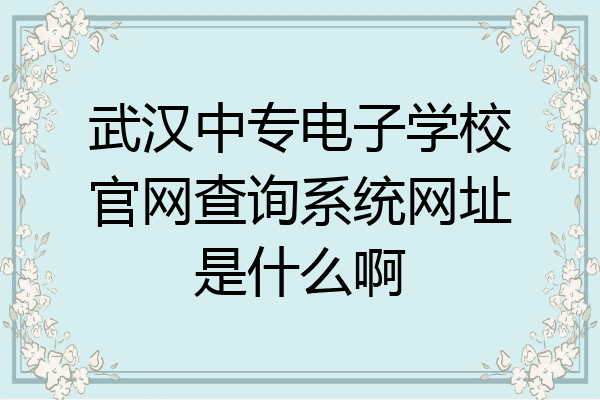 武汉中专电子学校官网查询系统网址是什么啊