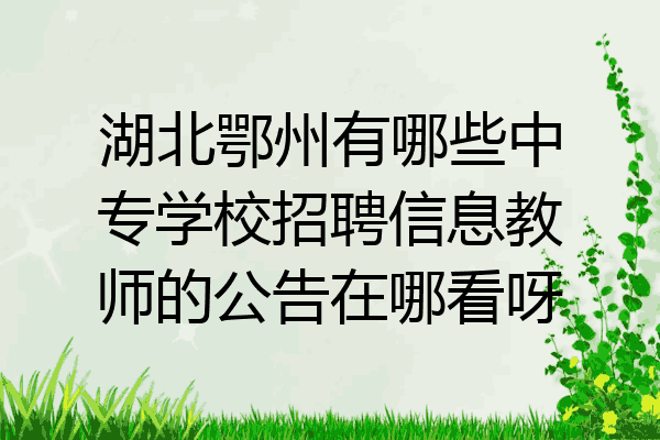 湖北鄂州有哪些中专学校招聘信息教师的公告在哪看呀