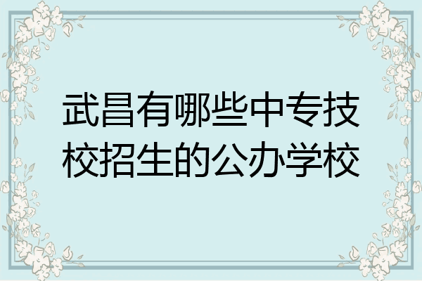 武昌有哪些中专技校招生的公办学校