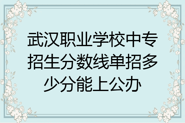 武汉职业学校中专招生分数线单招多少分能上公办
