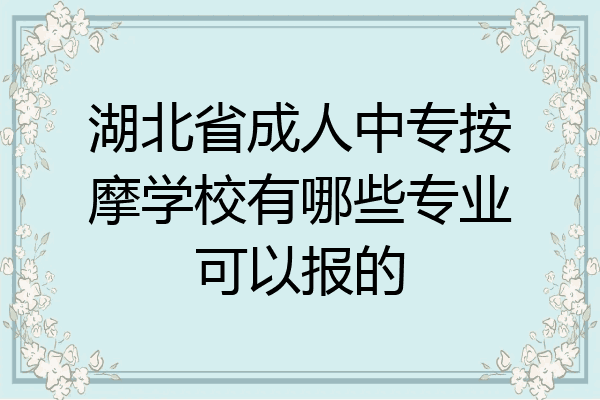 湖北省成人中专按摩学校有哪些专业可以报的
