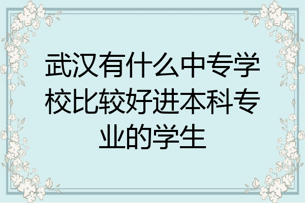 武汉有什么中专学校比较好进本科专业的学生